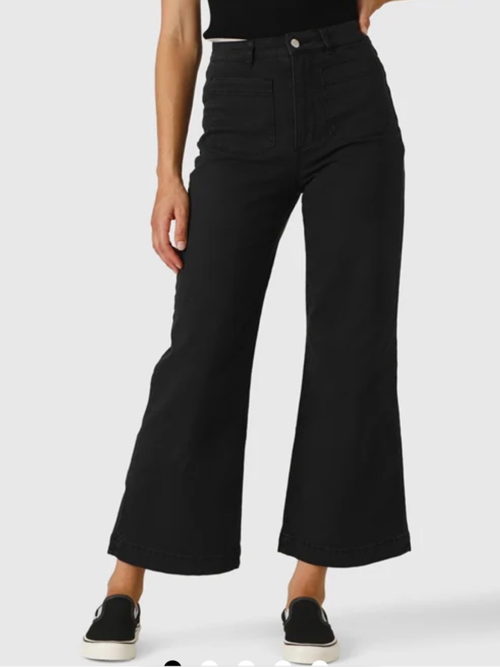 ROLLA’S Sailor High-Rise Cropped Wide Leg Jeans – Washed Black size 28